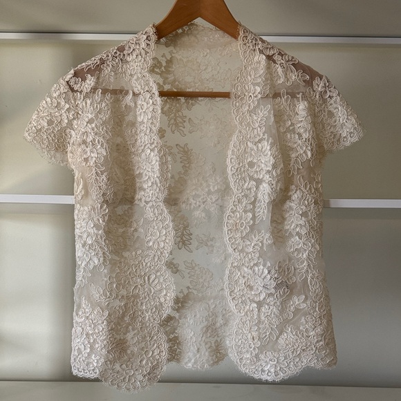 Marisa Tops - Marisa Bridal Elegant Cream Silk Lace Women’s Wedding Bolero